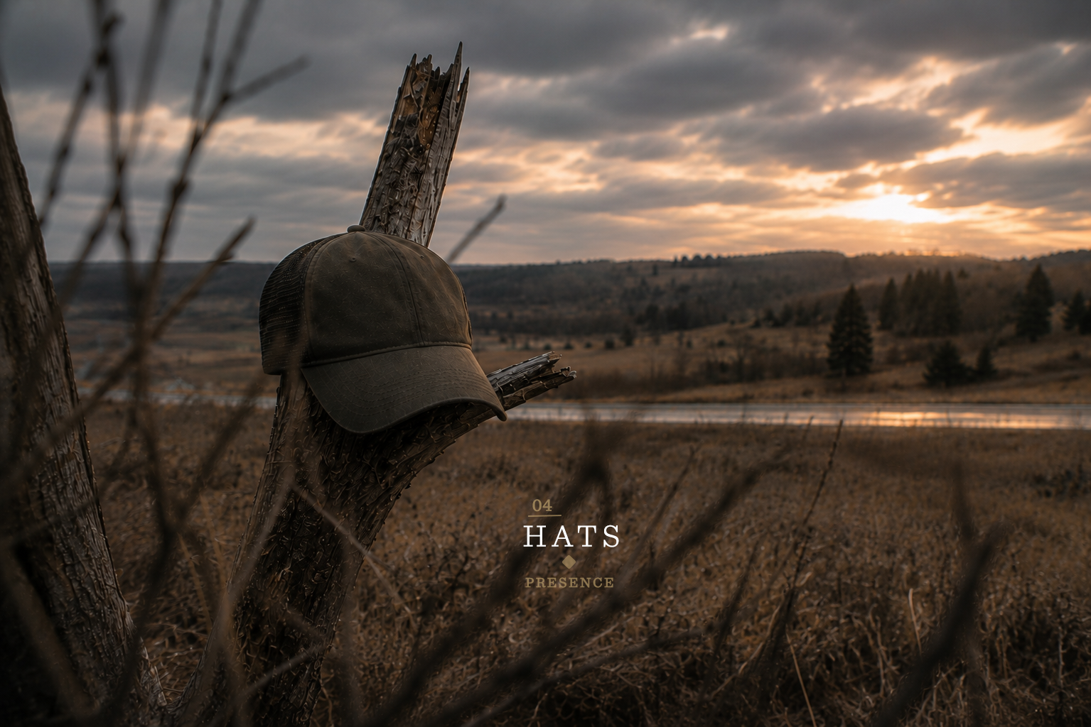 Northern Raptor hats collection featuring Heritage Snapback in a Northern Michigan landscape