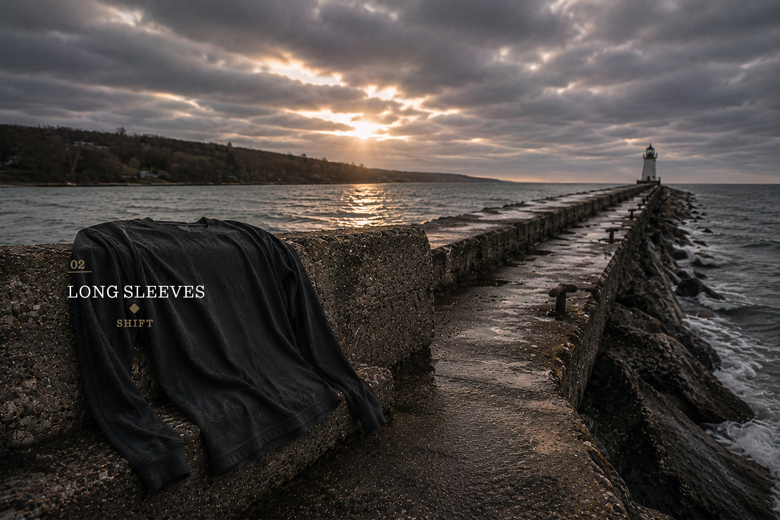 Northern Raptor long sleeve collection featuring layered apparel in a Northern outdoor landscape