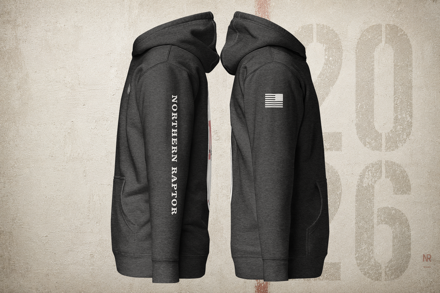 Bird Gang Players Badge Hoodie charcoal front view premium hoodie