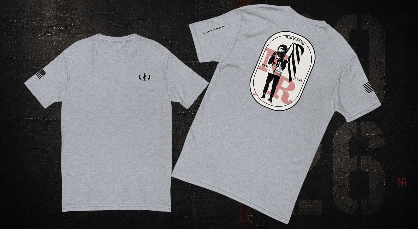 Heather grey Bird Gang Players Tee 02 front view
