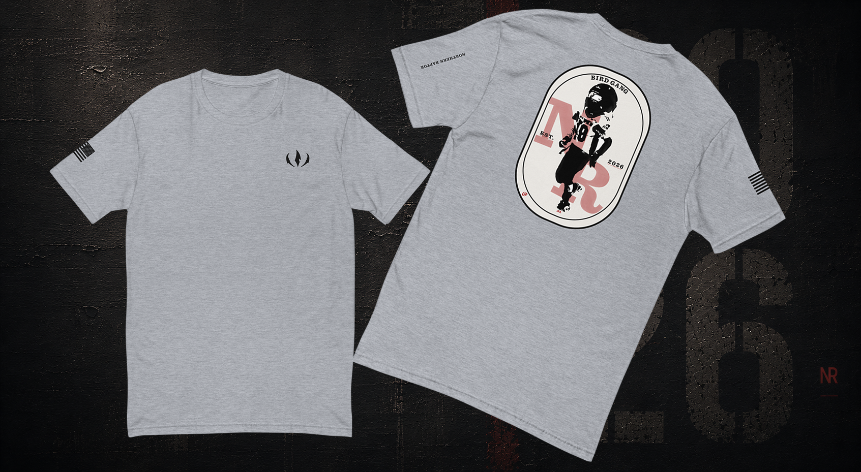 Heather grey Bird Gang Players Tee 03 front view