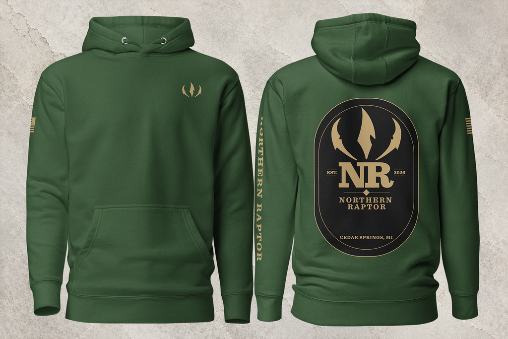 Northern Raptor Heritage Crest forest green heavyweight hoodie front view