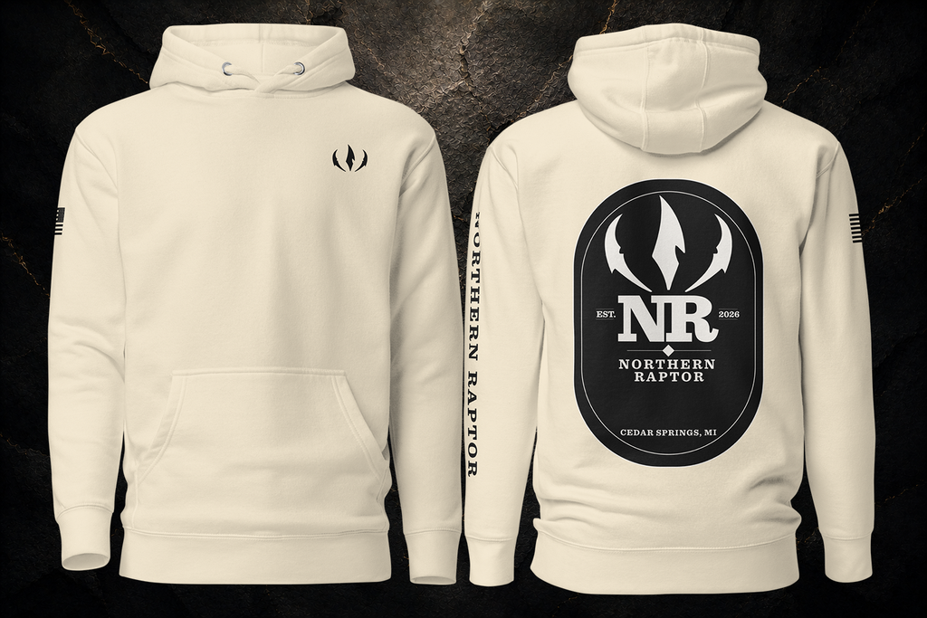 Northern Raptor Heritage Crest bone heavyweight hoodie front view