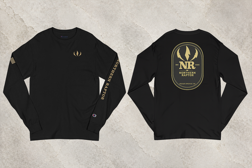 Northern Raptor Heritage Long Sleeve in white with Heritage crest front and back graphics
